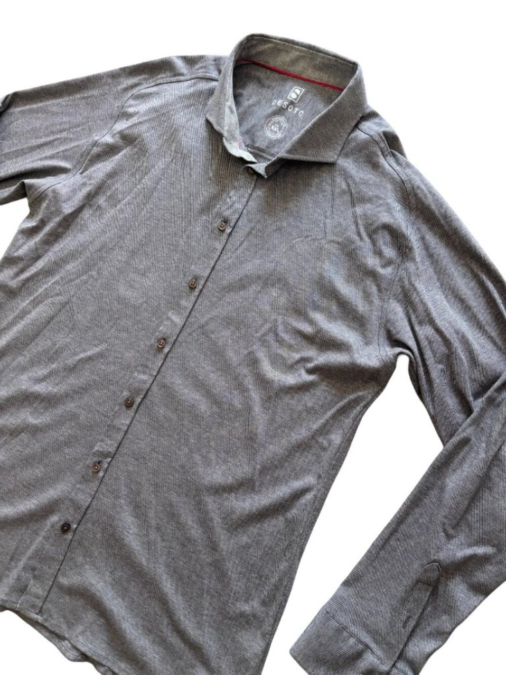 NEW DESOTO 100% Cotton Long Sleeve Button Front Shirt Dark Gray Heather MENS XXL